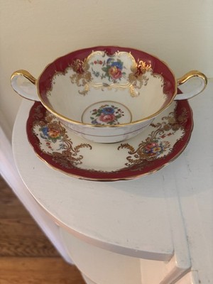 Bone China CREAM SOUP BOWL & SAUCER BY JOHN AYNSLEY & SONS ENGLAND- 754522-Rare