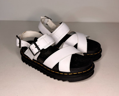 Dr. Martens Voss II White Leather Platform Sandals Women Size 5