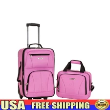 Deluxe 2-Piece Expandable Luggage Set W/ Wheels Flight Tote Bag Travel Carry-On