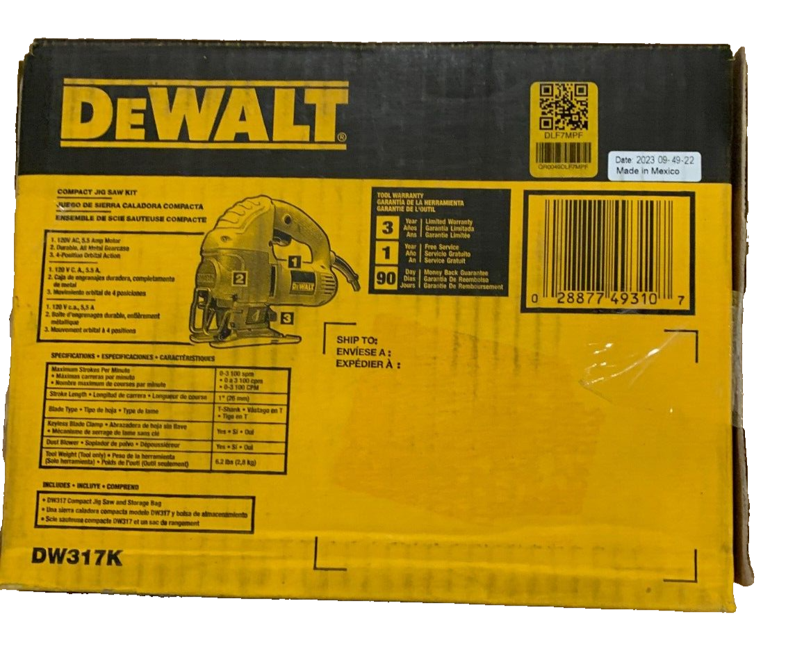 DeWalt DW317K Compact Jig Saw Kit Corded 5.5 AMP New 28877493107 eBay