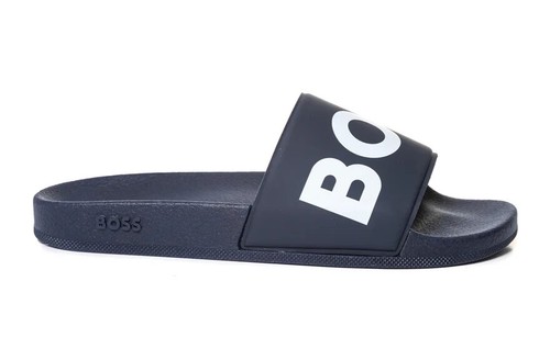 BOSS Men's Sean Slid Sliders NWT Dark Blue / White Logo Pool Slides EU 41 US 8! - Picture 7 of 7