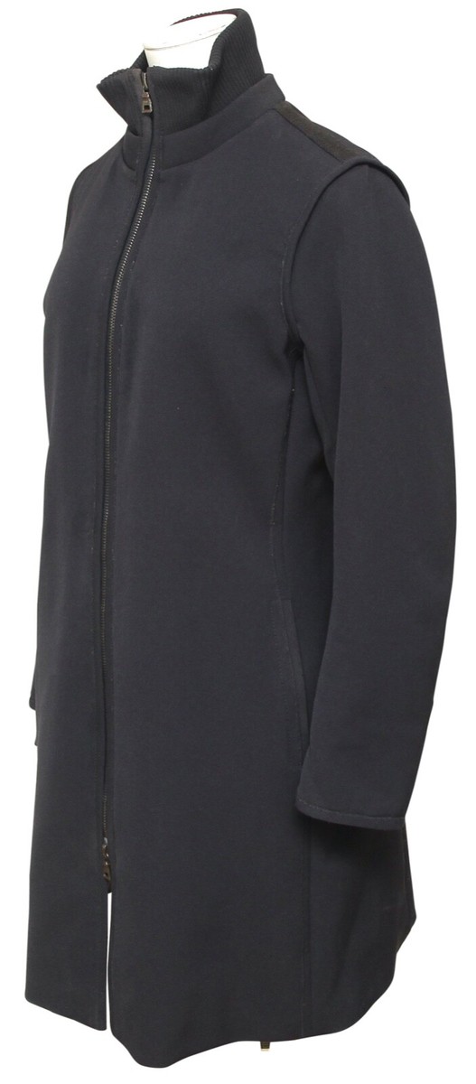 PRADA SPORT Navy Black Coat Jacket Long Sleeve Zipper Stand Up
