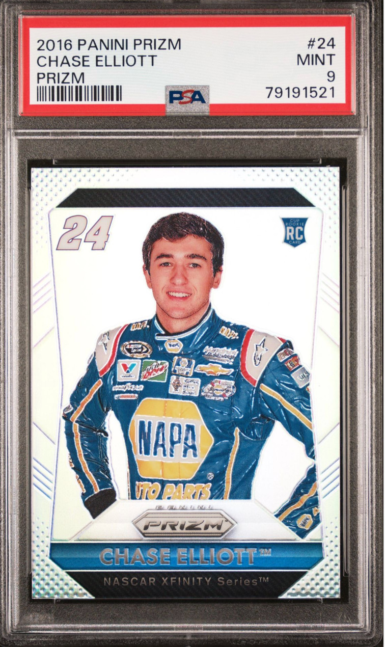 2016 PANINI PRIZM RACING #24 CHASE ELLIOTT SILVER ROOKIE PSA 9 MINT NASCAR RC SP