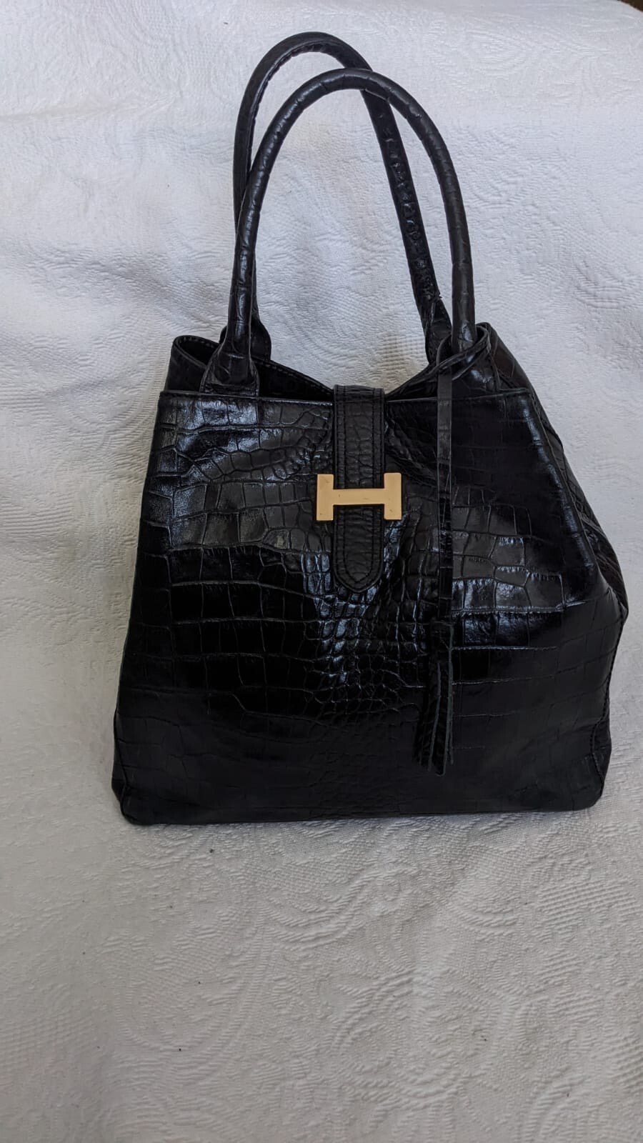 Woman's Black Leather Bag eBay