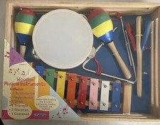 Wooden Musical Instruments, Tambourine, Xylophone, Triangle, Maracas, Castanet