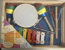 Wooden Musical Instruments, Tambourine, Xylophone, Triangle, Maracas, Castanet