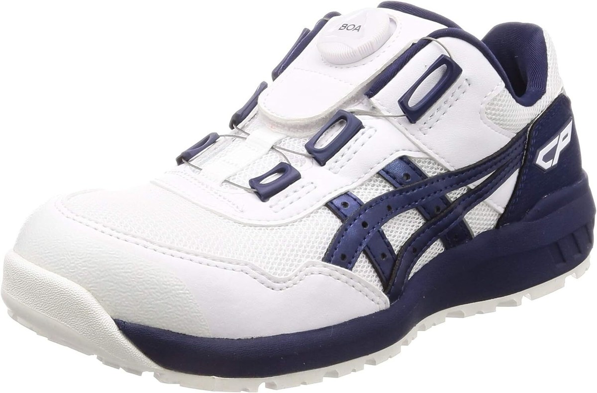asics Winjob Safety Shoes CP209 BOA WHITE x PEACOAT (Dark blue