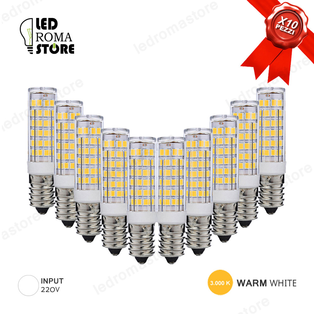 LAMPADINA LED E14 7W X10 AC 220V SMD2835 SUPER LUMINOSA LUCE WARM CALDA 3000K
