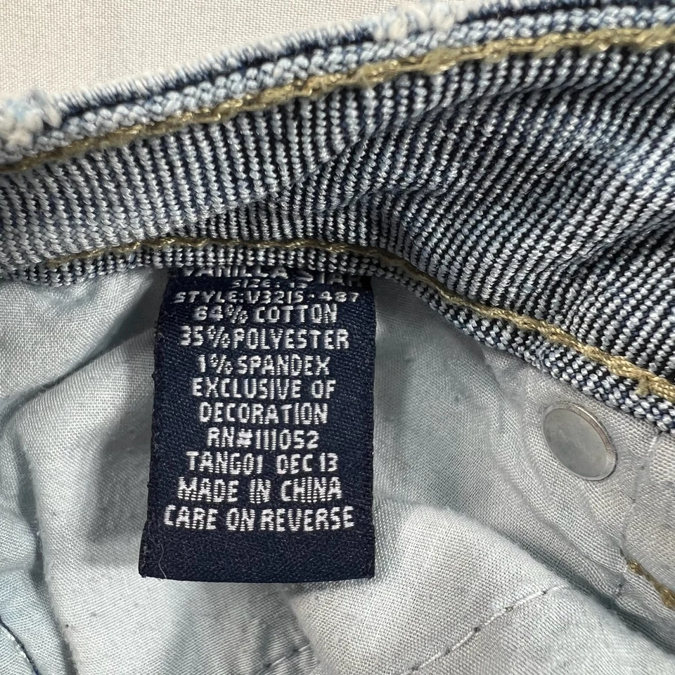 Vainilla Star Shorts Womens Size 13 Blue Denim Stretch  Floral Embroider Raw Hem - Image 4 of 4