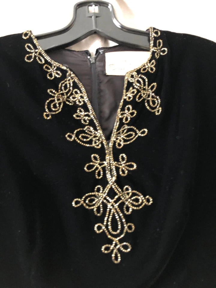 Vestido Feminino Miss O by Oscar de la Renta Vintage Tamanho 10 Preto Veludo Manga Longa - Imagem 4 de 4