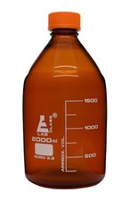 Eisco Labs 2000ml Amber Reagent Bottle, Graduated - Borosilicate Glass