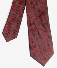 Mens silk tie Floral skinny tie by the Spitalfields Shirt Co red black 63" long