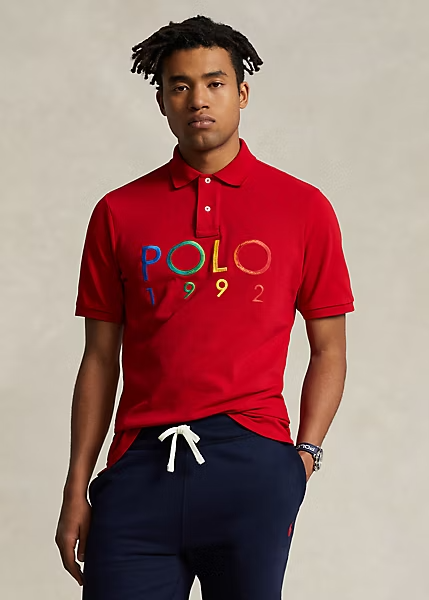 POLO Ralph Lauren men's SZ L classic fit Red 1992 mesh polo shirt