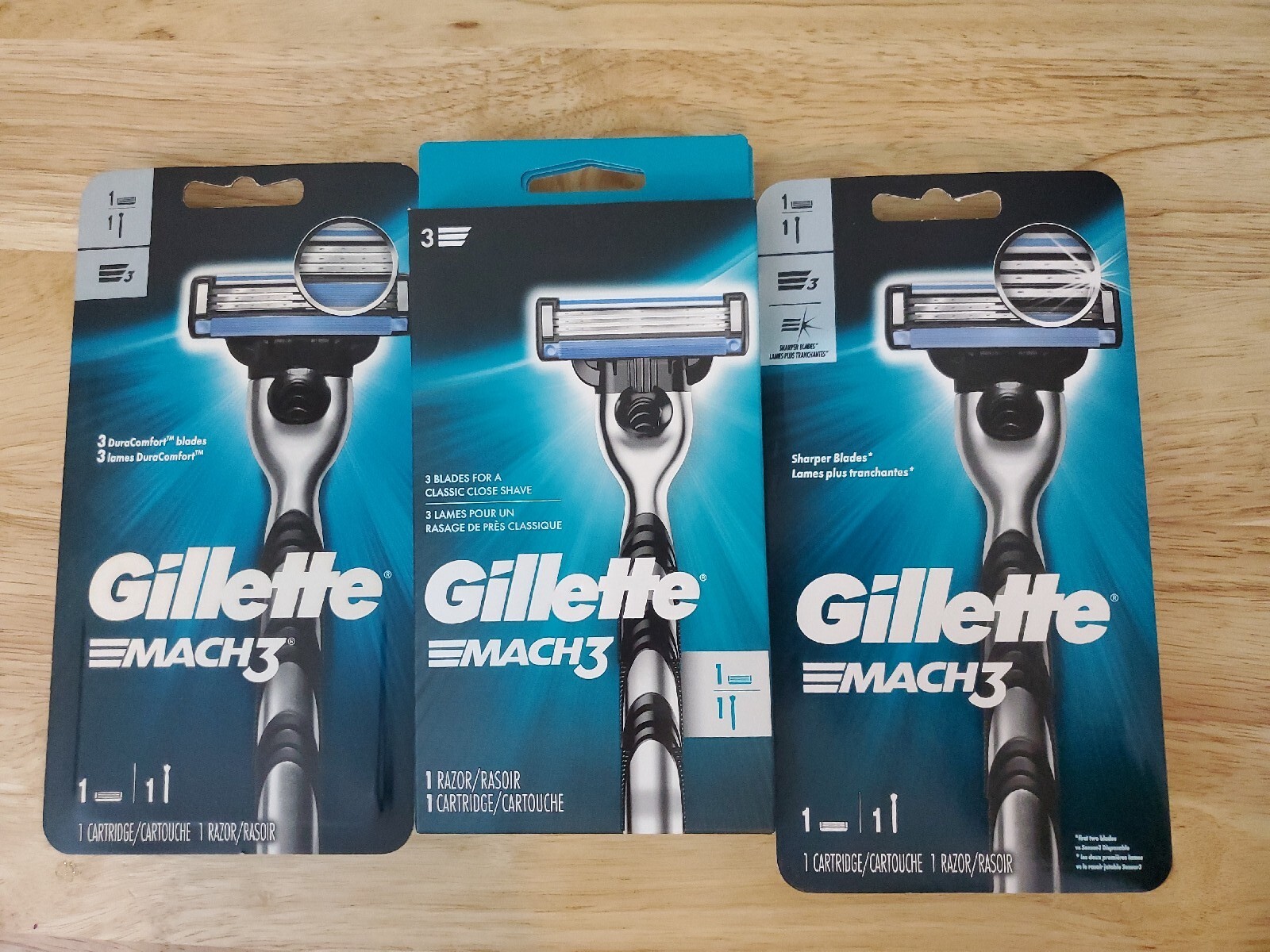 Lot of 3 Gillette Mach 3 Razors 1 Razor 1 Cartridge Each FREE SHIPPING