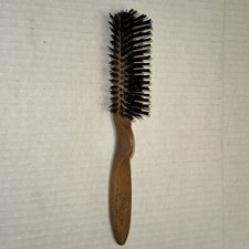 Vtg Goody Faux Wood Styling Hair Brush Nylon Bristles Thumb Grip Handle 8.5  