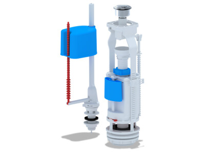 WC Spülventil + Füllventil 1/2'' Anschluss Unten Verchromt ECO-Spülfunktion