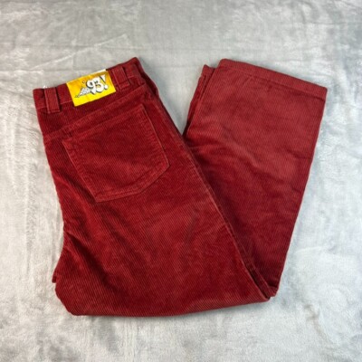 Polar Skate Co '93 Cord Pants Mens Size 32 X 30 (Fits 35 X27) Red Black