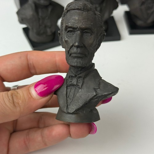 COMPLETO 38 figurine Franklin come nuove busto presidenziale bronzo massiccio 1977 presidenti - Foto 13 di 21