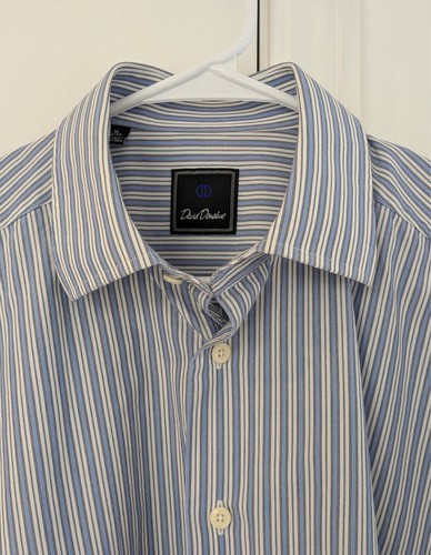 David Donahue Dress Shirt in Blue and White Stripe Men's 16 34/35 - Picture 4 of 15