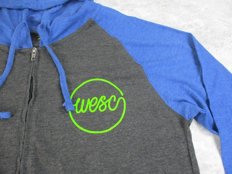 Chaqueta Wesc Para Hombre Mediana Azul Ay Tejido Logo Calentamiento Pista Cremallera Manga Raglán Foto 3 de 4