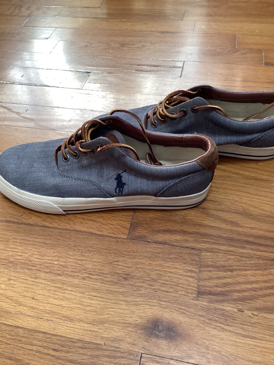 限定☆Polo Ralph Lauren メンズ Vaughn ロゴ スニーカー Ralph Lauren Polo Vaughn Canvas & Leather Men's 9D Navy Lace