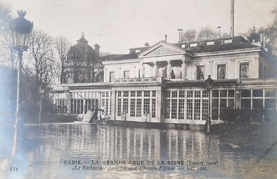 CPA PARIS Aux Champs-Elysées Restaurant Ledoyen INONDATIONS 1910 (605698) | Europe - France