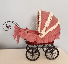 Antique Style Wicker  Iron Doll Baby Carriage Pram