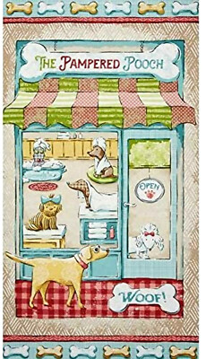 Puppy Dog Day Spa Dogs Cotton Fabric Pampered Pooch SPX By The 24'' Panel