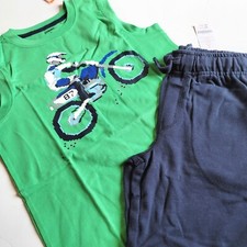 Gymboree Boys 8 "Hop n Roll" Green Pixel Motorcross Tank Top Shorts Set NWT
