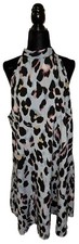 Halter Neck XL Blue Cheetah Animal Print 100% Polyester Sleeveless Shift Dress