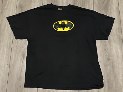Warner Bros Batman Embossed Logo T Shirt 90s Black DC Comics Men