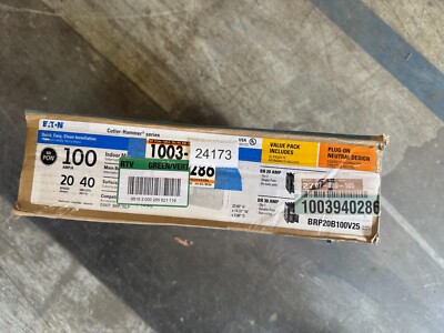 Eaton BRP20B100V25 Quick Easy, Clean Installation Indoor Main Breaker