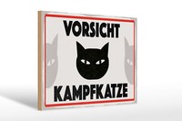 Holzschild Hinweis 20X30 Cm Vorsicht Kampfkatze Schild