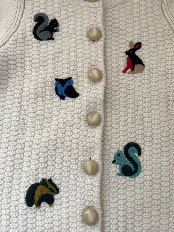 Cárdigan de Lana Merino Orla Kiely Critter EE. UU. 8/ REINO UNIDO 12 RARO y CODICIADO ¡ADORABLE! Foto 2 de 4