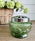 Vintage Anchor Hocking 4 1/2" vase with Chrome Flower  Arranger