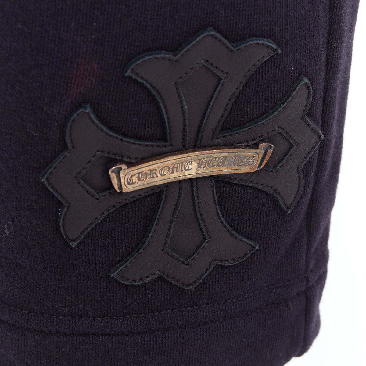 CHROME HEARTS black leather crucifix cross patch cotton CHROME HEARTS black leather crucifix cross patch cotton
