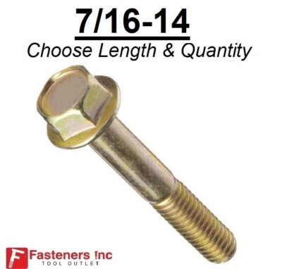 #ad #ad 7 16 14 Grade 8 Flange Frame Bolt Yellow Zinc Plated All Sizes amp; Qty#x27;s 7 16quot; $237.96