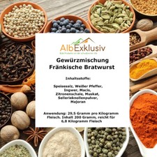 Fränkische Bratwurst Gewürzzubereitung, reicht für 6.8 Kilo Fleisch