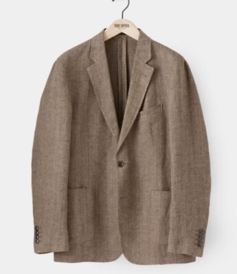 TODD SNYDER Linen Herringbone Sport Coat 42 NWT Tan Brown L /XL