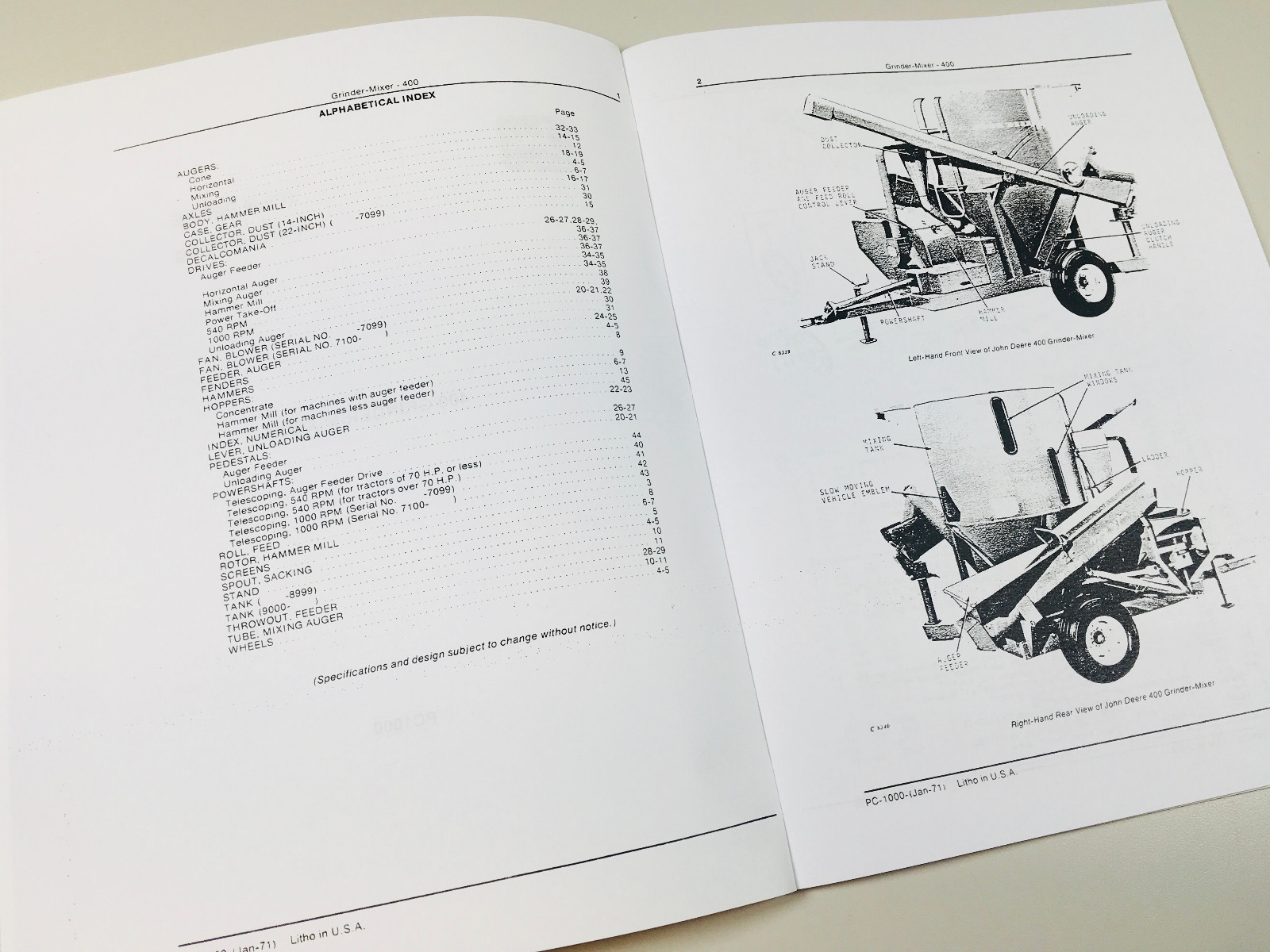 Parts Manual For John Deere 400 Grinder Mixer Catalog Assembly