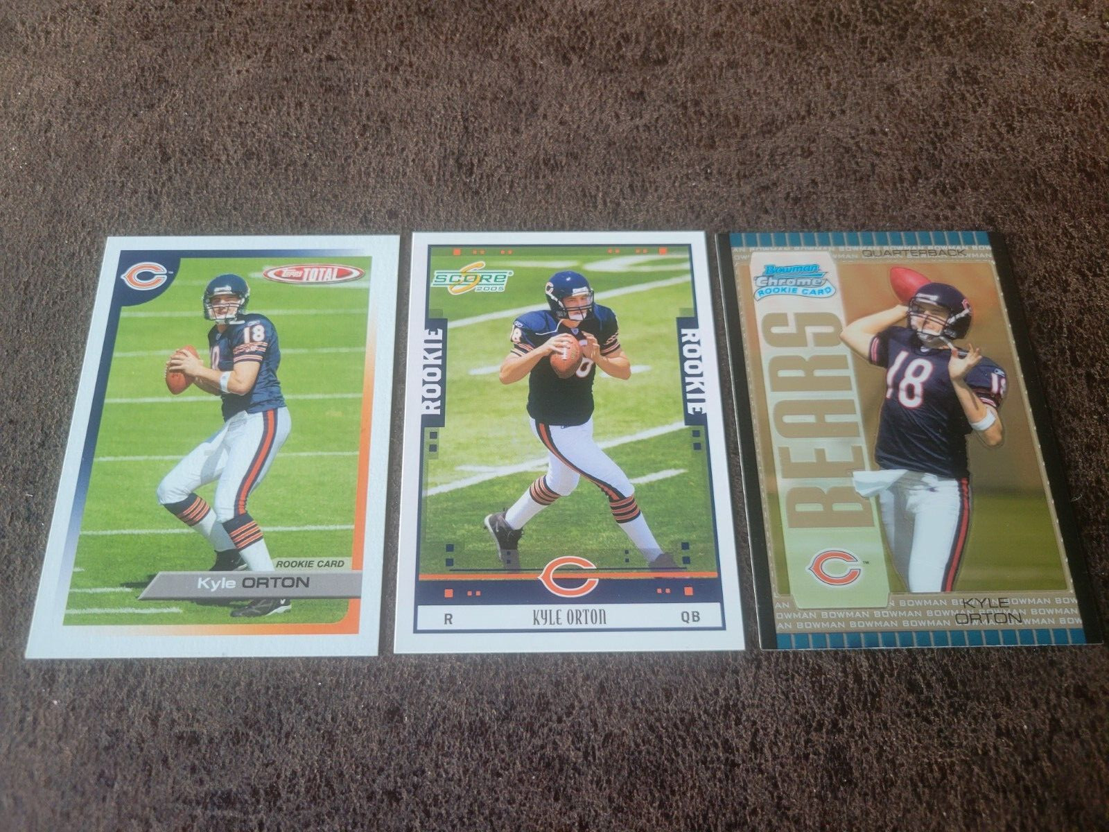 2005 Topps & Score FOOTBALL Kyle Orton 3-card rookie lot - Chicago Bears