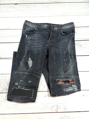 MARCELO BURLON detail black denim distressed jeans size 32x28 T2