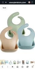 PandaEar Set of 3 Silicone Baby Bibs Waterproof, Soft, Unisex, 10-72 Months (...