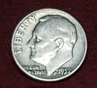 1957-P Roosevelt Dime Silver Free Shipping