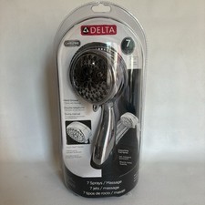 DELTA 7-Spray Handheld CHROME Showerhead Hand Shower 6' Flexible Hose 75701 NEW