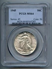 1945 Liberty Walking Silver Half Dollar PCGS MS 64