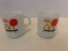 Vtg Anchor Hocking Set Of 2 McDonald's Good Morning Coffee Mug White Milk Glass