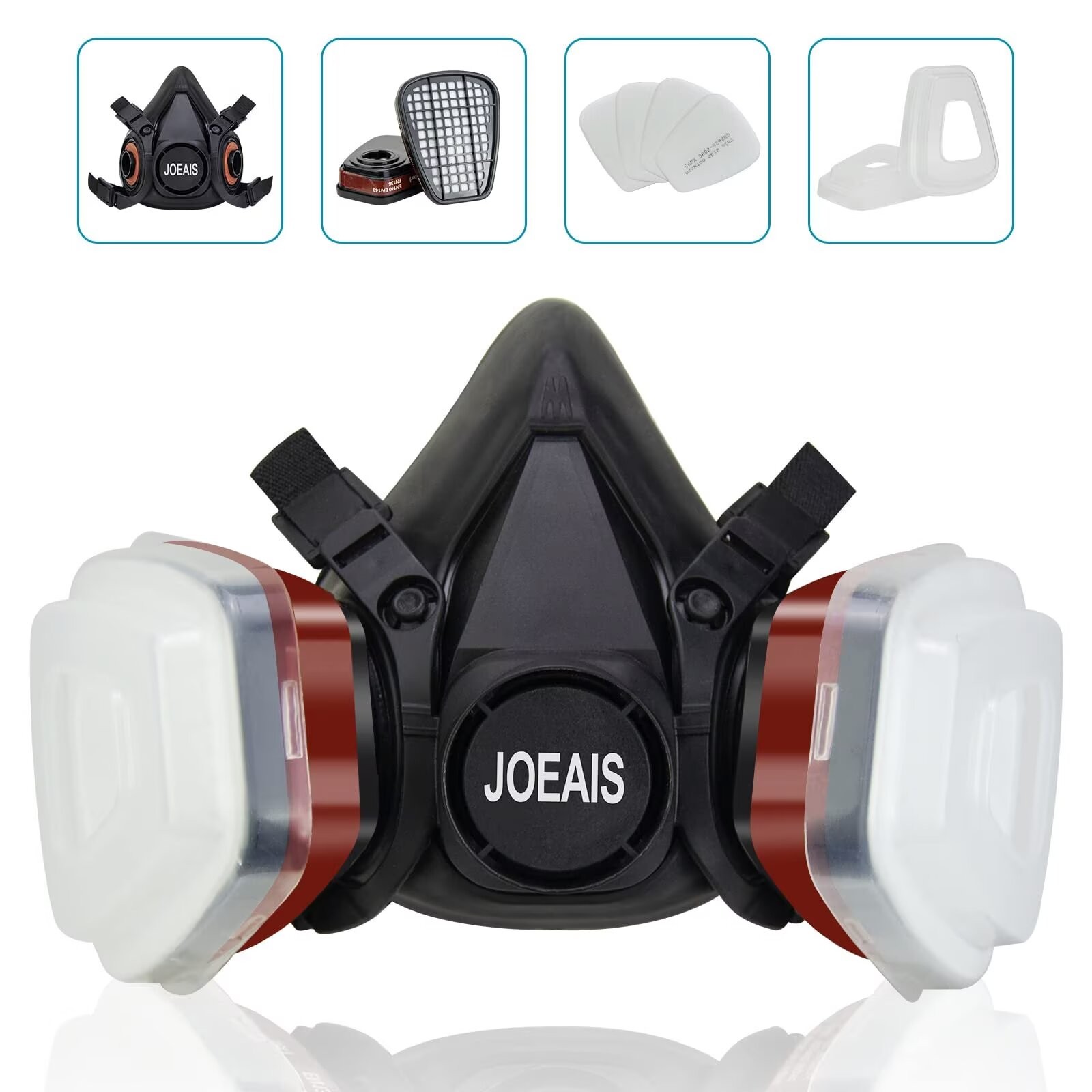 Half/Full Face Mask With Goggles Filter Anti-Dust/Gas Respirator 6200 Reusable