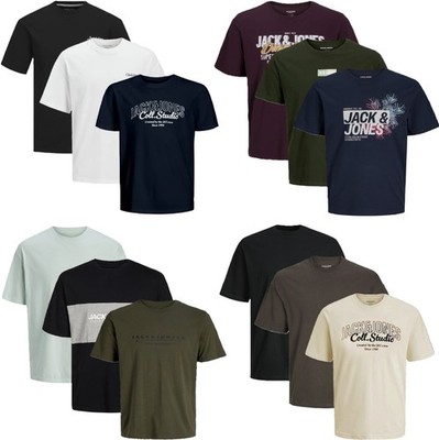 Jack Jones Herren T-Shirt 3er Pack Plus Big Size Übergröße 3 XL 4 XL 5 6 7 8 XL