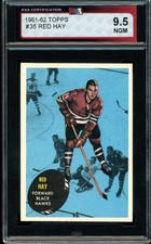 1961-62 TOPPS NHL HOCKEY #35 Red Hay KSA 9.5 N-GEM-MINT CHICAGO BLACK HAWKS